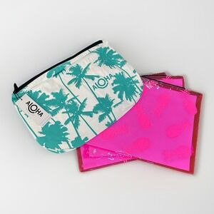 Aloha Collection Mid Pouch Coco Palms Teal NWT & Samudra Pineapple Splash Proof‎